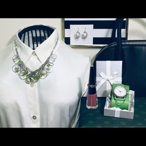 Silver and Green Jewelry Set